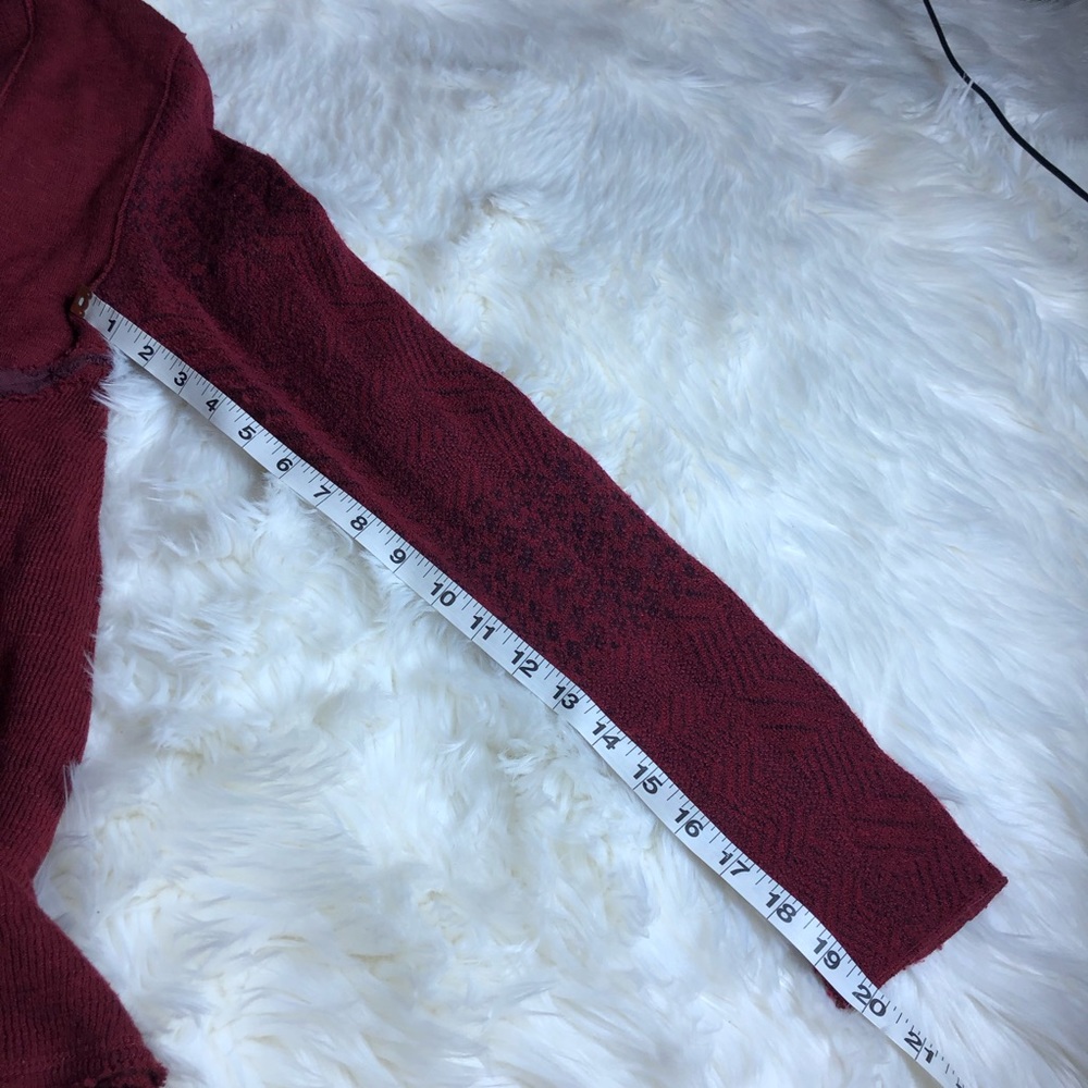 Free people cardigan burgundy buttons slit back S tuxedo back - Picture 6 of 7